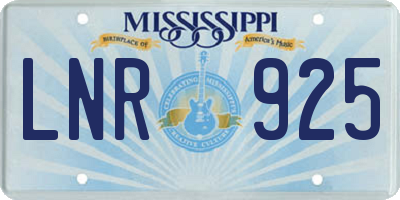 MS license plate LNR925