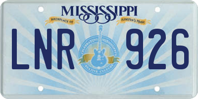 MS license plate LNR926