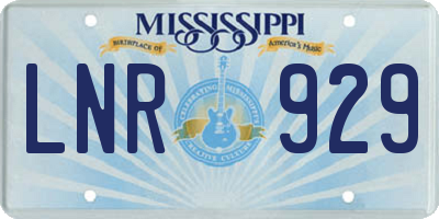 MS license plate LNR929