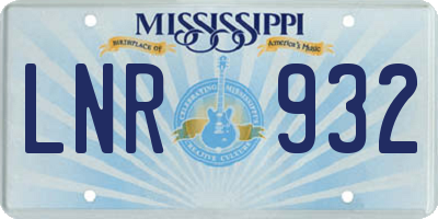 MS license plate LNR932