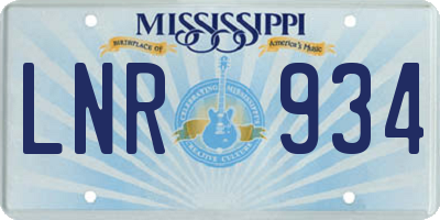 MS license plate LNR934
