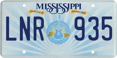 MS license plate LNR935