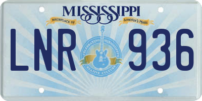 MS license plate LNR936