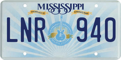 MS license plate LNR940