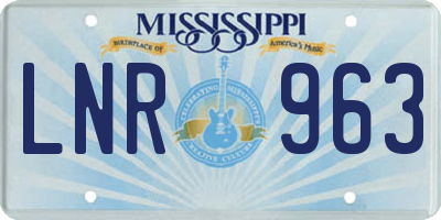 MS license plate LNR963