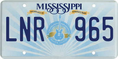 MS license plate LNR965