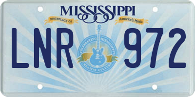 MS license plate LNR972