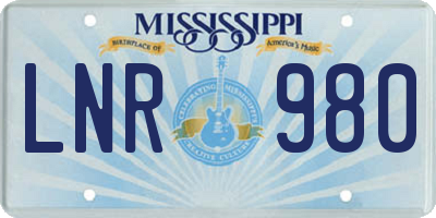 MS license plate LNR980
