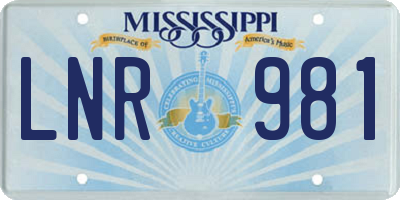 MS license plate LNR981