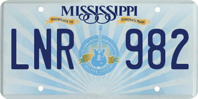 MS license plate LNR982
