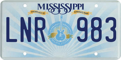 MS license plate LNR983