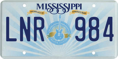 MS license plate LNR984