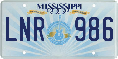 MS license plate LNR986