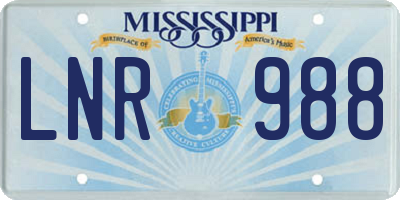 MS license plate LNR988