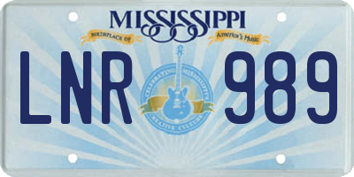 MS license plate LNR989