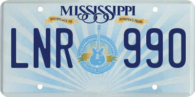 MS license plate LNR990
