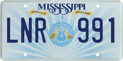 MS license plate LNR991