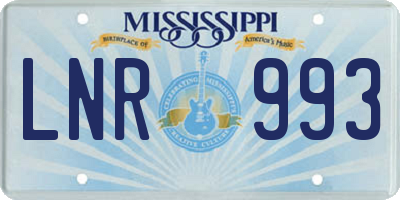 MS license plate LNR993