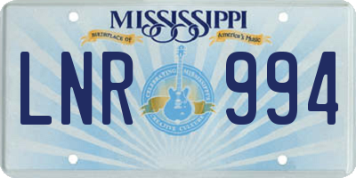 MS license plate LNR994