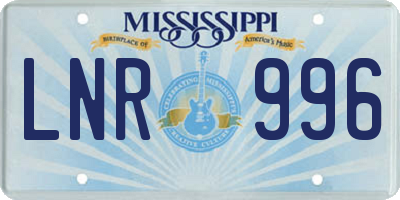 MS license plate LNR996