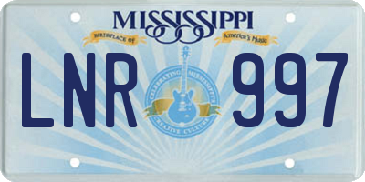 MS license plate LNR997