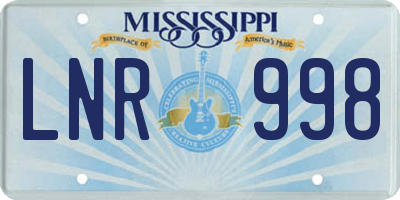 MS license plate LNR998