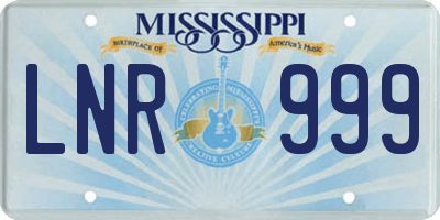 MS license plate LNR999