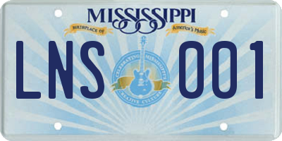 MS license plate LNS001