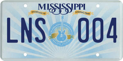 MS license plate LNS004