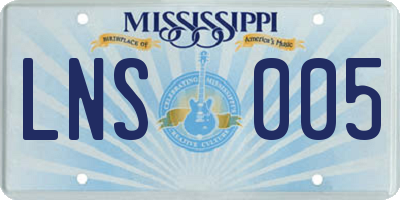 MS license plate LNS005