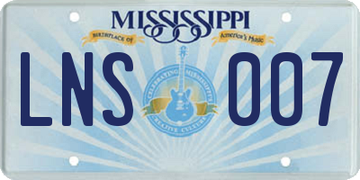 MS license plate LNS007