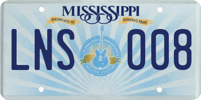 MS license plate LNS008