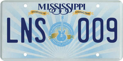 MS license plate LNS009