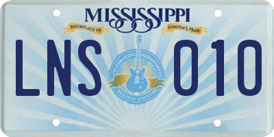 MS license plate LNS010