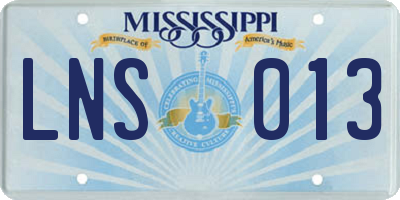 MS license plate LNS013