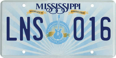 MS license plate LNS016