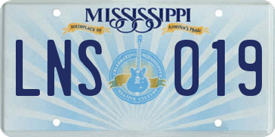 MS license plate LNS019