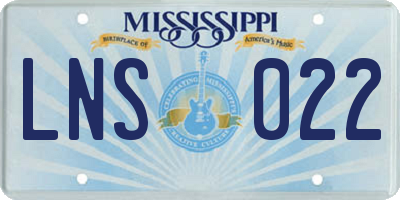 MS license plate LNS022