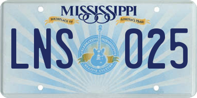 MS license plate LNS025