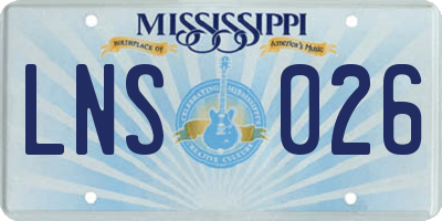 MS license plate LNS026