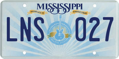 MS license plate LNS027