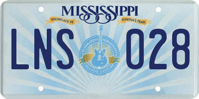 MS license plate LNS028