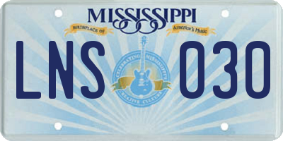 MS license plate LNS030