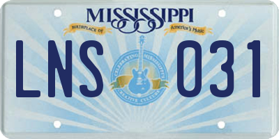 MS license plate LNS031