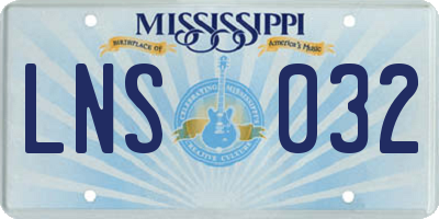 MS license plate LNS032