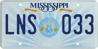 MS license plate LNS033