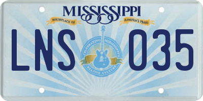 MS license plate LNS035