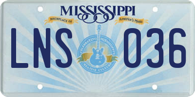 MS license plate LNS036