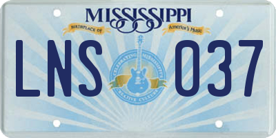 MS license plate LNS037