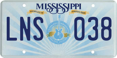 MS license plate LNS038